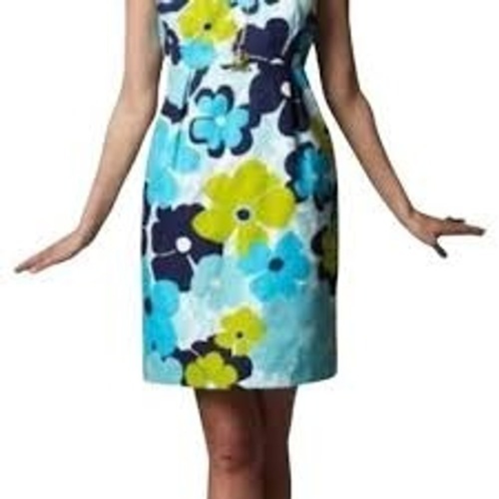 Lilly Pulitzer Dress Women 6 Blue Floral 92862W Seersucker Lace Shift Preppy - Picture 3 of 9